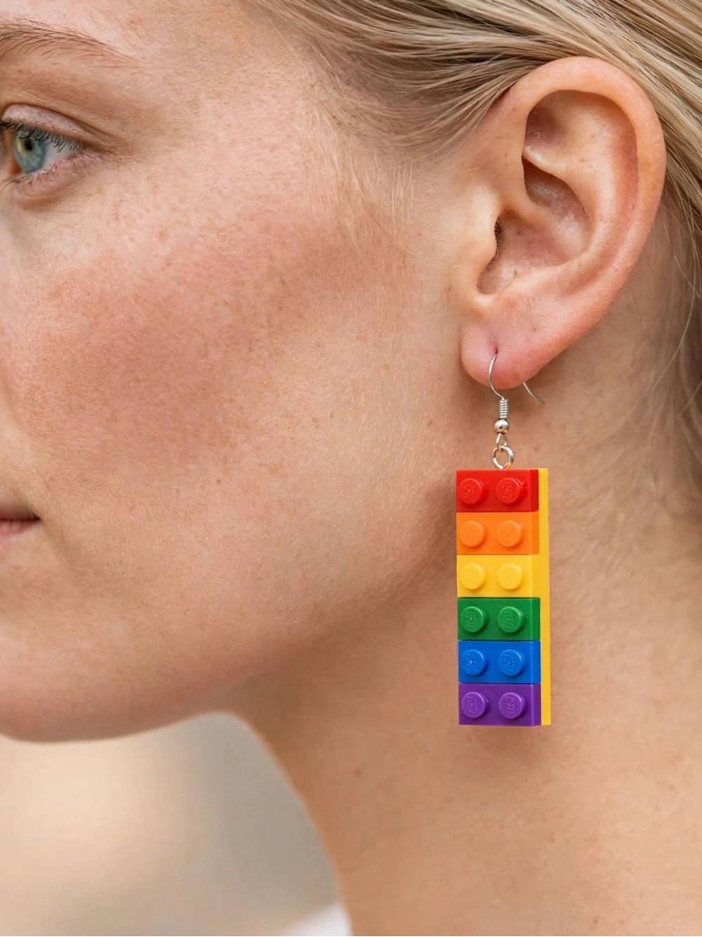 Kids Rainbow Brick Drop Earrings - Unbranded